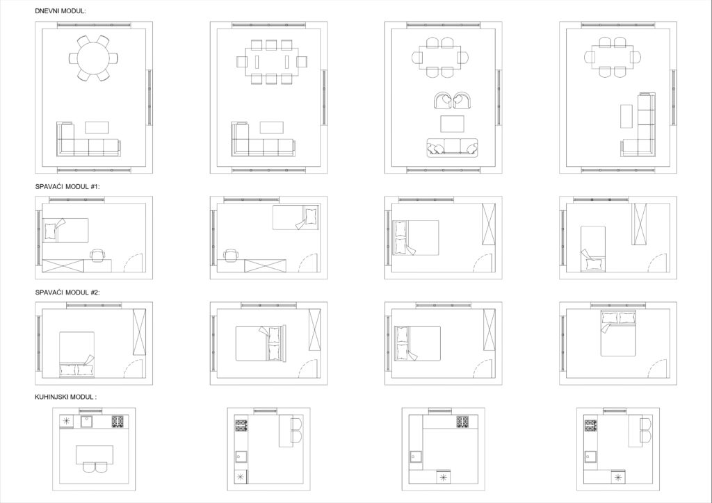 Modularni sistem stambenih jedinica – formiranje kompozicije kroz modularne prostorne jedinice – Faza II